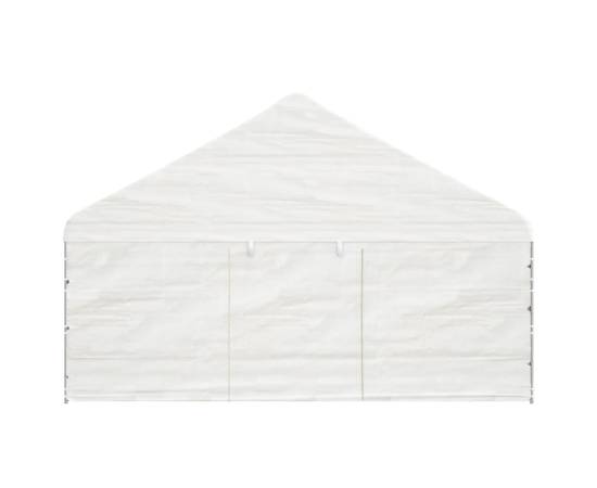 Foișor cu acoperiș, alb, 20,07x5,88x3,75 m, polietilenă, 5 image