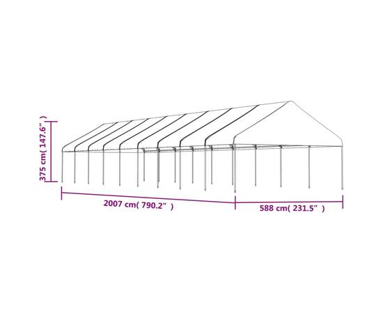 Foișor cu acoperiș, alb, 20,07x5,88x3,75 m, polietilenă, 5 image