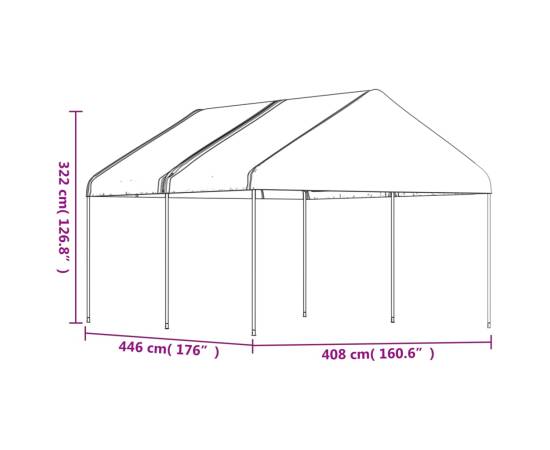 Foișor cu acoperiș, alb, 4,46x4,08x3,22 m, polietilenă, 5 image