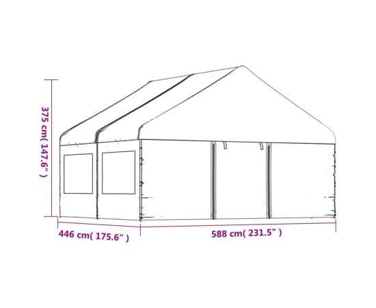 Foișor cu acoperiș, alb, 4,46x5,88x3,75 m, polietilenă, 8 image