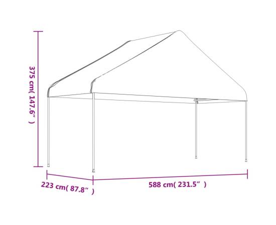 Foișor cu acoperiș, alb, 6,69x5,88x3,75 m, polietilenă, 6 image