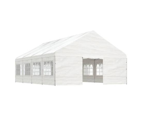 Foișor cu acoperiș, alb, 8,92x5,88x3,75 m, polietilenă, 2 image