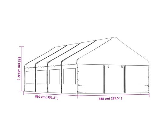 Foișor cu acoperiș, alb, 8,92x5,88x3,75 m, polietilenă, 8 image