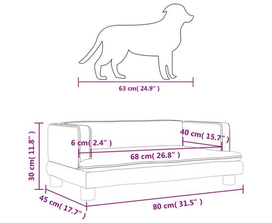 Pat de câini, cappuccino, 80x45x30 cm, piele ecologică, 7 image
