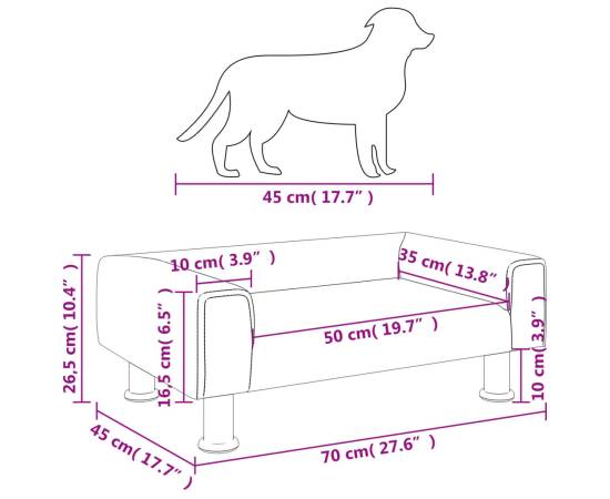 Pat de câini, crem, 70x45x26,5 cm, catifea, 7 image