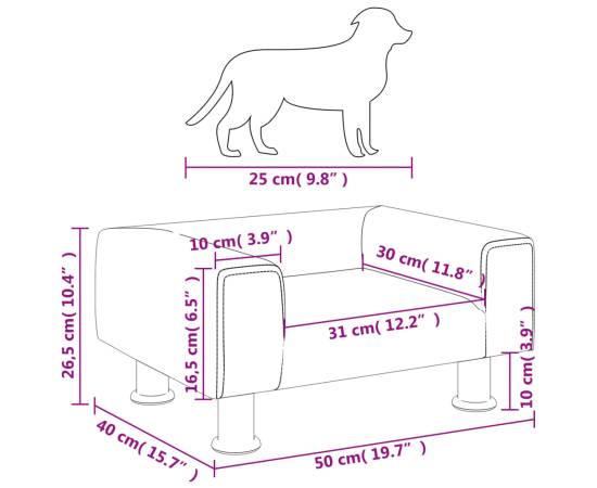 Pat de câini, gri închis, 50x40x26,5 cm, catifea, 7 image