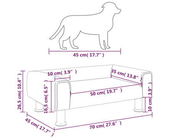 Pat de câini, gri închis, 70x45x26,5 cm, catifea, 7 image