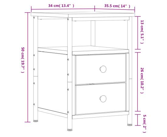 Noptieră, stejar fumuriu, 34x35,5x50 cm, lemn compozit, 10 image