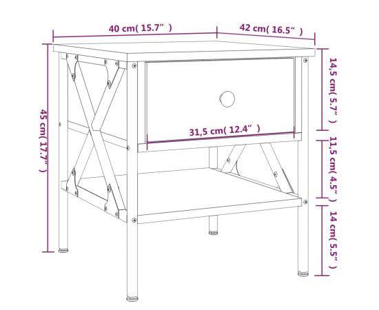 Noptieră, stejar fumuriu, 40x42x45 cm, lemn compozit, 11 image