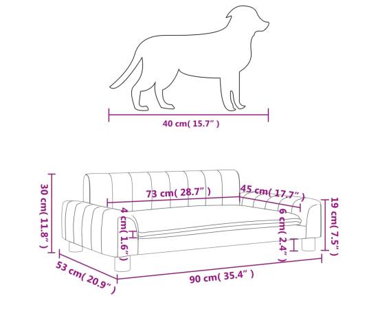 Pat de câini, cappuccino, 90x53x30 cm, piele ecologică, 7 image