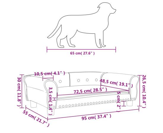 Pat de câini, cappuccino, 95x55x30 cm, piele ecologică, 7 image