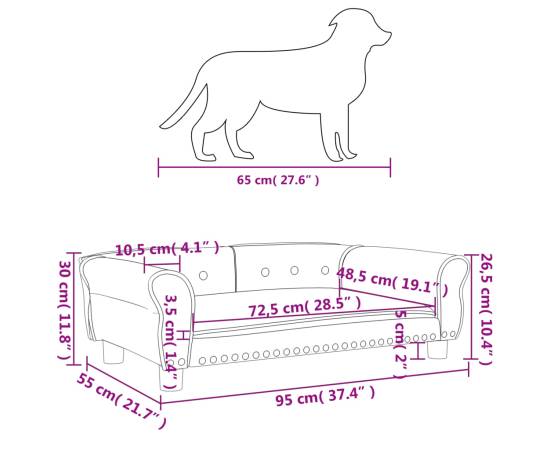 Pat de câini, crem, 95x55x30 cm, catifea, 7 image