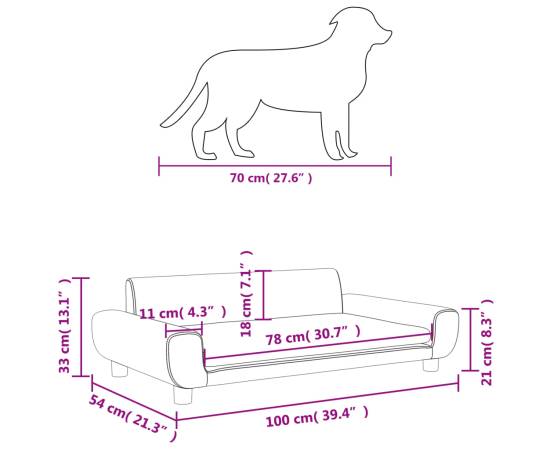 Pat de câini, gri deschis, 100x54x33 cm, catifea, 7 image