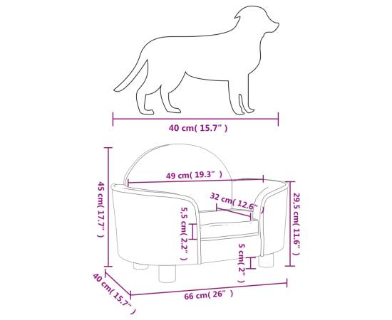 Pat de câini, gri deschis, 66x40x45 cm, catifea, 7 image