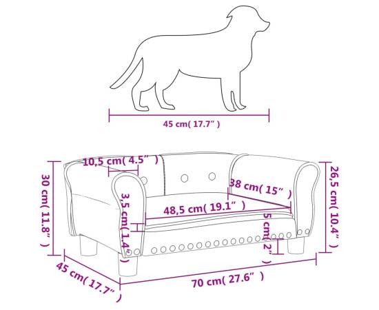 Pat de câini, gri deschis, 70x45x30 cm, catifea, 7 image
