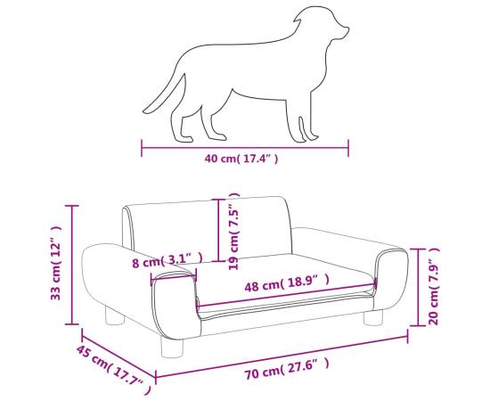 Pat de câini, gri deschis, 70x45x33 cm, catifea, 7 image