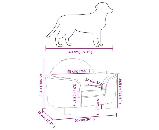 Pat de câini, maro, 66x40x45 cm, catifea, 7 image