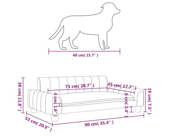 Pat de câini, negru, 90x53x30 cm, material textil, 7 image