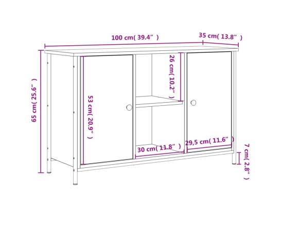 Comodă tv, stejar fumuriu, 100x35x65 cm, lemn compozit, 11 image