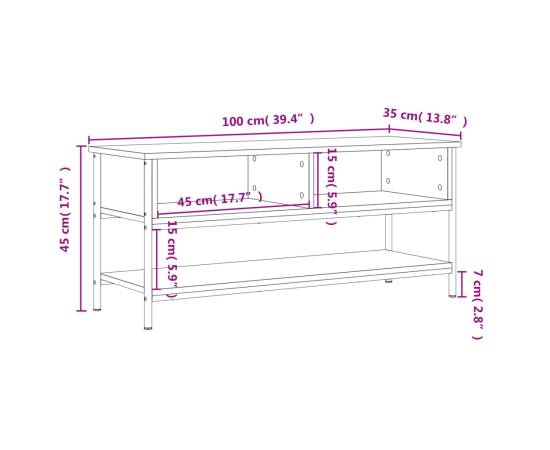 Dulap tv, negru, 100x35x45 cm, lemn prelucrat, 9 image