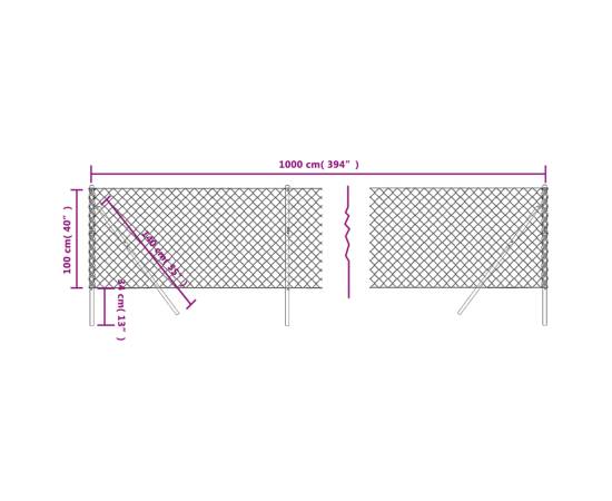 Gard de plasă de sârmă, verde, 1x10 m, 5 image