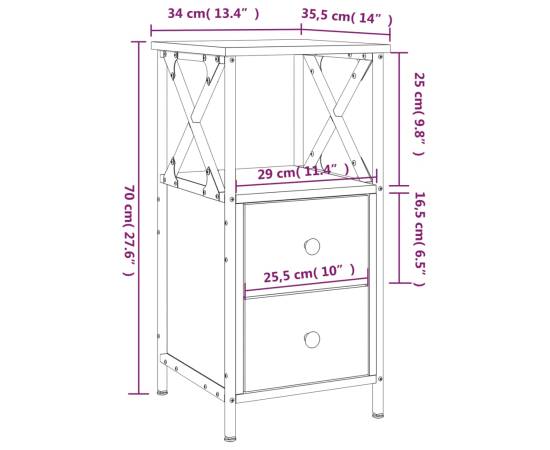 Noptieră, stejar fumuriu, 34x35,5x70 cm, lemn compozit, 11 image