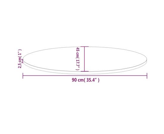 Blat de masă, 90x45x2,5 cm, lemn masiv de pin, oval, 7 image