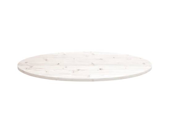 Blat de masă, alb, 100x50x2,5 cm, lemn masiv de pin, oval, 3 image