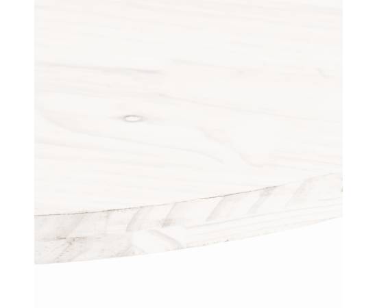 Blat de masă, alb, 100x50x2,5 cm, lemn masiv de pin, oval, 5 image