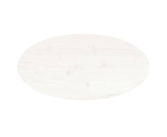 Blat de masă, alb, 70x35x2,5 cm, lemn masiv de pin, oval, 4 image