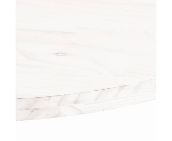 Blat de masă, alb, 80x40x2,5 cm, lemn masiv de pin, oval, 5 image