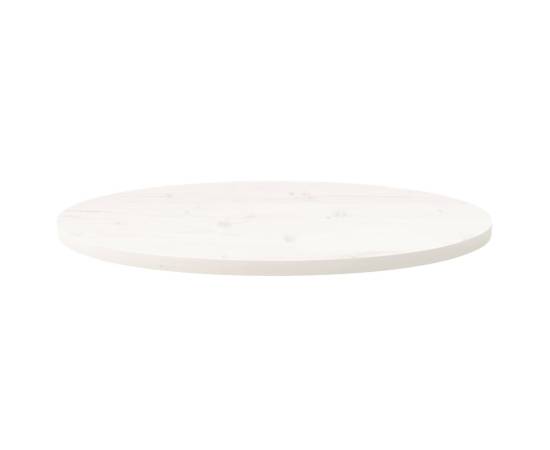 Blat de masă, alb, 80x40x2,5 cm, lemn masiv de pin, oval, 3 image