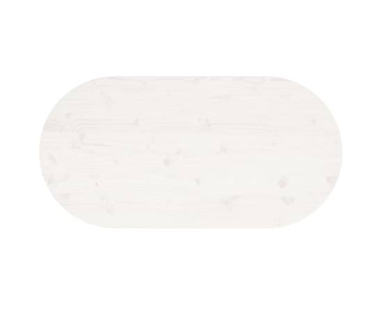 Blat de masă, alb, 90x45x2,5 cm, lemn masiv de pin, oval, 4 image