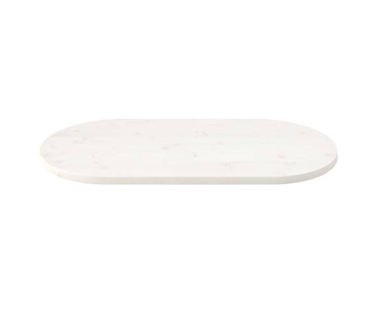 Blat de masă, alb, 90x45x2,5 cm, lemn masiv de pin, oval, 3 image