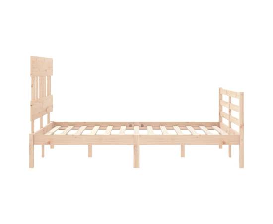 Cadru de pat cu tăblie, dublu mic, lemn masiv, 7 image