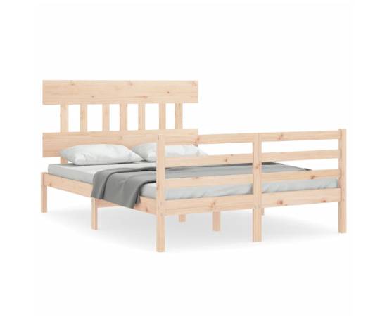 Cadru de pat cu tăblie, dublu mic, lemn masiv, 2 image