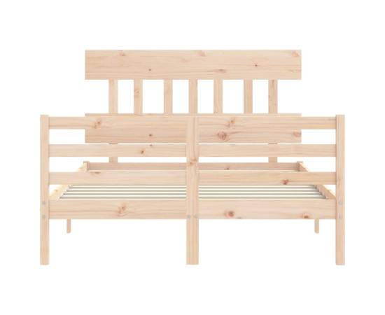Cadru de pat cu tăblie, dublu mic, lemn masiv, 6 image