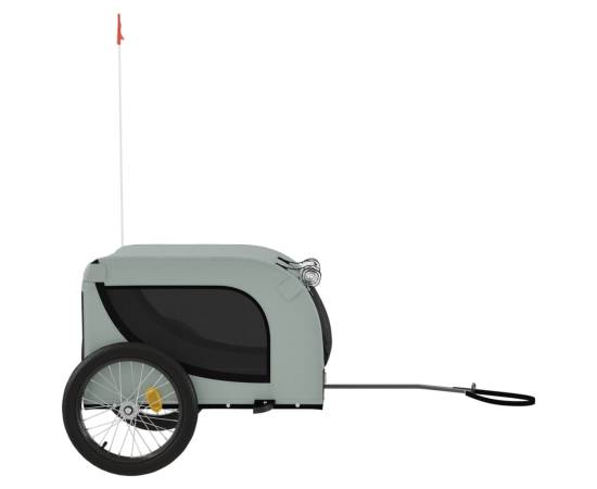 Remorcă de bicicletă câini gri&negru textil oxford&fier, 4 image