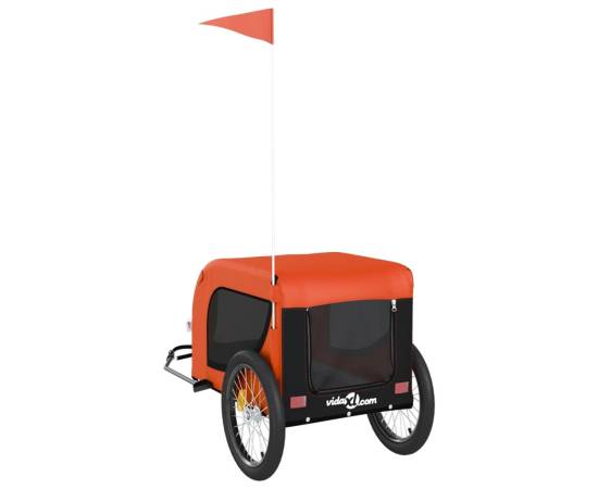 Remorcă de bicicletă câini portocaliu&negru textil oxford&fier, 5 image