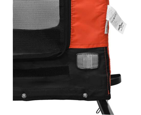 Remorcă de bicicletă câini portocaliu&negru textil oxford&fier, 7 image