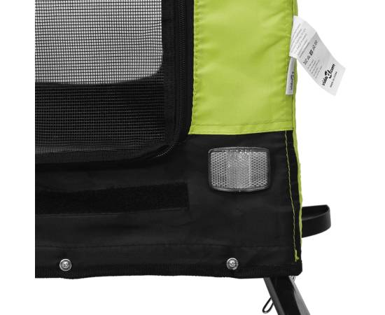 Remorcă de bicicletă câini verde&negru textil oxford&fier, 7 image