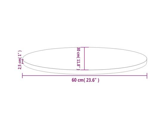 Blat de masă, 60x30x2,5 cm, lemn masiv de pin, oval, 7 image