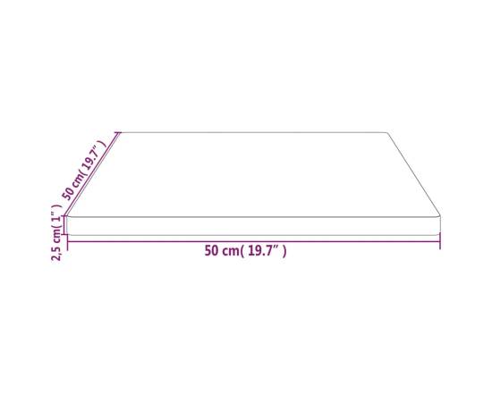 Blat de masă, alb, 50x50x2,5 cm, lemn masiv de pin, pătrat, 7 image