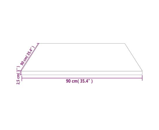 Blat de masă, alb, 90x90x2,5 cm, lemn masiv de pin, pătrat, 7 image