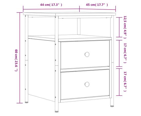 Noptieră, stejar maro, 44x45x60 cm, lemn compozit, 11 image