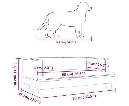Pat de câini, crem, 80x45x30 cm, catifea, 7 image