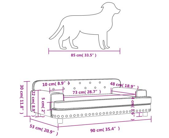 Pat de câini, gri închis, 90x53x30 cm, catifea, 7 image
