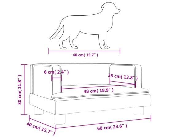 Pat de câini, gri deschis, 60x40x30 cm, catifea, 7 image
