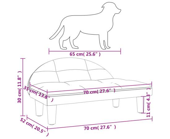 Pat de câini, gri deschis, 70x52x30 cm, material textil, 7 image