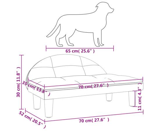 Pat de câini, maro, 70x52x30 cm, material textil, 7 image